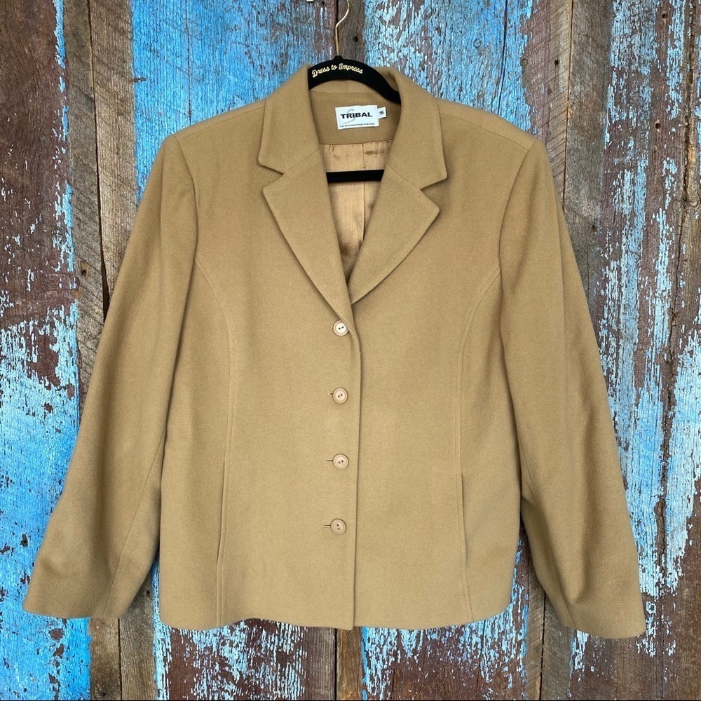 Tribal Tan Wool Blend Dress Suit Jacket